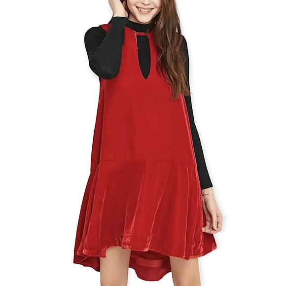 Free People Soft Focus Cherry Velvet Dress - Picture 14 of 15